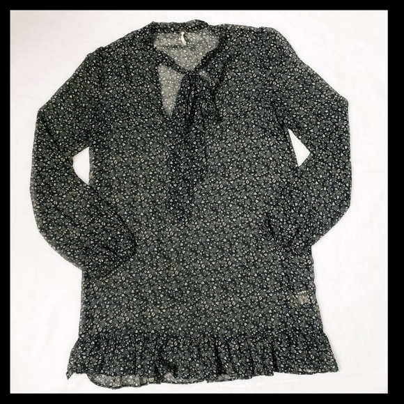 Free People:Sheer Black & White Sheer Floral Dress - Picture 2 of 4